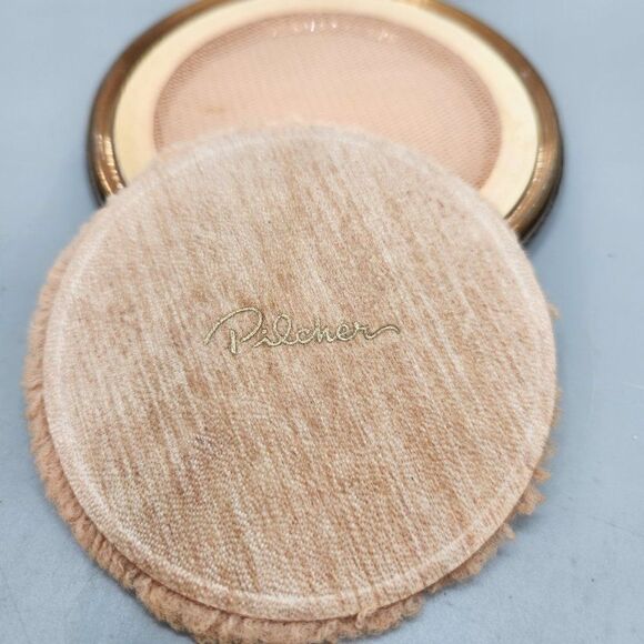 Pilcher Silver Plated Vintage Floral Mirror Compact with Puff Used 3.75 inches - Picture 5 of 7